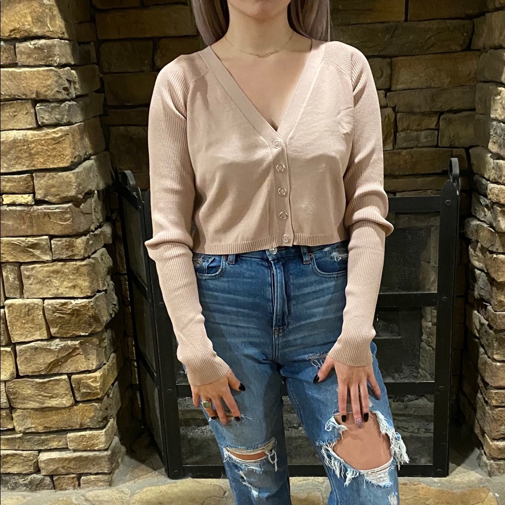 NWT Blush Pink Cropped Cardigan